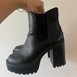 Madden Girl Black Chunky Heeled Boots
